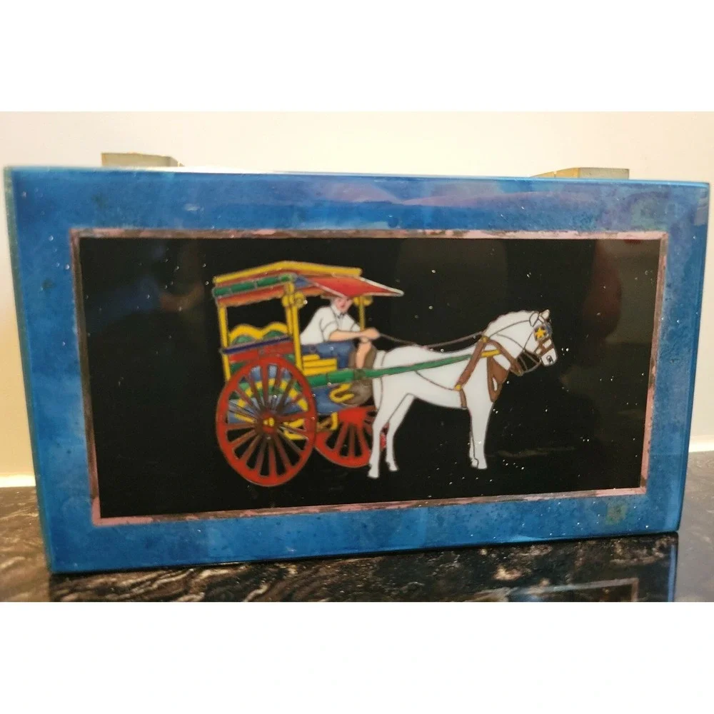 Lacquered Jewelry Trinket Box W/ Inlaid - Nice